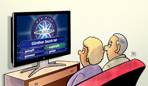 Cartoon: Jauch-Impfung (medium) by Harm Bengen tagged günther,jauch,geimpft,ungeimpft,genesen,gefakt,corona,tv,spahn,harm,bengen,cartoon,karikatur,günther,jauch,geimpft,ungeimpft,genesen,gefakt,corona,tv,spahn,harm,bengen,cartoon,karikatur