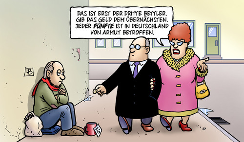 Cartoon: Jeder Fünfte arm (medium) by Harm Bengen tagged statistisches,bundesamt,erhebung,armut,deutschland,soziale,ausgrenzung,bettler,harm,bengen,cartoon,karikatur,statistisches,bundesamt,erhebung,armut,deutschland,soziale,ausgrenzung,bettler,harm,bengen,cartoon,karikatur