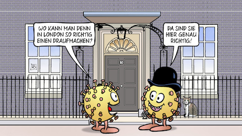 Cartoon: Johnson-Partys (medium) by Harm Bengen tagged johnson,boris,partys,london,draufmachen,feiern,downing,street,corona,viren,gb,uk,harm,bengen,cartoon,karikatur,johnson,boris,partys,london,draufmachen,feiern,downing,street,corona,viren,gb,uk,harm,bengen,cartoon,karikatur