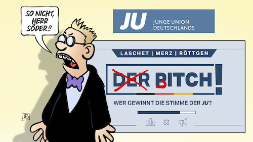 Cartoon: Junge-Union-Pitch (medium) by Harm Bengen tagged söder,merz,laschet,röttgen,cdu,vorsitz,junge,union,kandidaten,pitch,bitch,harm,bengen,cartoon,karikatur,söder,merz,laschet,röttgen,cdu,vorsitz,junge,union,kandidaten,pitch,bitch,harm,bengen,cartoon,karikatur