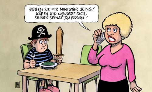 Cartoon: Jungs Piratenkampf (medium) by Harm Bengen tagged piratenkampf,piraten,atalanta,bundeswehr,kampfeinsatz,notstand,notstandsgesetze,verteidigungsminister,jung,kind,mutter,spinat,essen,piratenkampf,piraten,atalanta,bundeswehr,kampfeinsatz,notstand,verteidigungsminister,jung,kind,mutter,essen,spinat