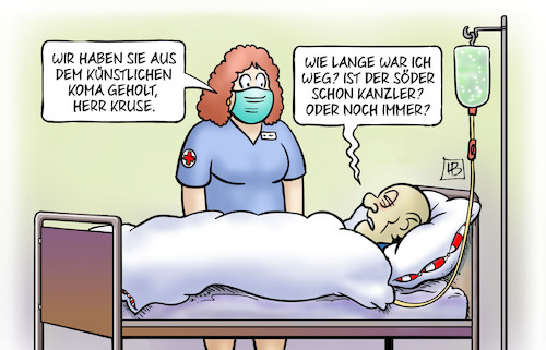 Cartoon: Kanzler Söder (medium) by Harm Bengen tagged künstliches,koma,krankenhaus,patient,krankenschwester,söder,kanzler,corona,coronavirus,ansteckung,pandemie,epidemie,krankheit,schaden,harm,bengen,cartoon,karikatur,künstliches,koma,krankenhaus,patient,krankenschwester,söder,kanzler,corona,coronavirus,ansteckung,pandemie,epidemie,krankheit,schaden,harm,bengen,cartoon,karikatur