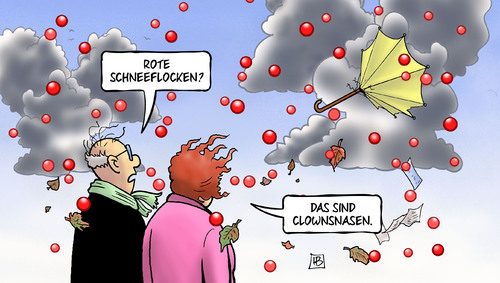 Cartoon: Karnevalssturm (medium) by Harm Bengen tagged rote,schneeflocken,clownsnasen,fasching,karneval,umzug,umzuege,sturm,orkan,wetter,wind,harm,bengen,cartoon,karikatur,rote,schneeflocken,clownsnasen,fasching,karneval,umzug,umzuege,sturm,orkan,wetter,wind,harm,bengen,cartoon,karikatur