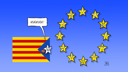 Cartoon: Katalonien in Brüssel (medium) by Harm Bengen tagged flucht,reise,geflohen,spanien,puigdemont,belgien,katalonien,unabhängigkeit,europa,sterne,harm,bengen,cartoon,karikatur,flucht,reise,geflohen,spanien,puigdemont,belgien,katalonien,unabhängigkeit,europa,sterne,harm,bengen,cartoon,karikatur