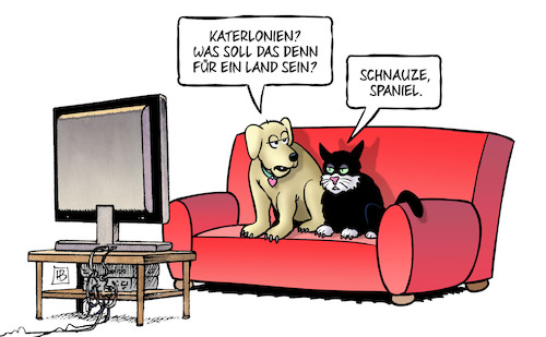 Cartoon: Katerlonien (medium) by Harm Bengen tagged katerlonien,land,schnauze,spaniel,hund,katze,wahlen,katalonien,spanien,konflikt,harm,bengen,cartoon,karikatur,katerlonien,land,schnauze,spaniel,hund,katze,wahlen,katalonien,spanien,konflikt,harm,bengen,cartoon,karikatur