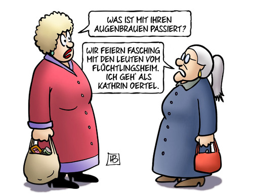 Cartoon: Kathrin Oertel (medium) by Harm Bengen tagged augenbrauen,feiern,fasching,karneval,flüchtlingsheim,flüchtlinge,asyl,kathrin,oertel,pegida,dresden,rechts,luegenpresse,harm,bengen,cartoon,karikatur,augenbrauen,feiern,fasching,karneval,flüchtlingsheim,flüchtlinge,asyl,kathrin,oertel,pegida,dresden,rechts,luegenpresse,harm,bengen,cartoon,karikatur