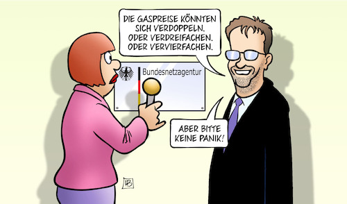 Cartoon: Keine Gas-Panik (medium) by Harm Bengen tagged bundesnetzagentur,gaspreise,verdoppeln,verdreifachen,vervierfachen,panik,müller,grüner,interview,harm,bengen,cartoon,karikatur,bundesnetzagentur,gaspreise,verdoppeln,verdreifachen,vervierfachen,panik,müller,grüner,interview,harm,bengen,cartoon,karikatur