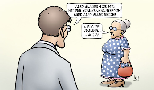 Cartoon: KH-Reform (medium) by Harm Bengen tagged krankenhausreform,klinkreform,lauterbach,schliessungen,versorgung,krankenhaus,susemil,harm,bengen,cartoon,karikatur,krankenhausreform,klinkreform,lauterbach,schliessungen,versorgung,krankenhaus,susemil,harm,bengen,cartoon,karikatur