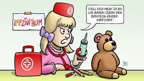 Cartoon: Kinder-Impfen (medium) by Harm Bengen tagged biontech,kinder,impfstoff,teddybär,doktor,impfzentrum,spielen,arzt,impfen,corona,harm,bengen,cartoon,karikatur,biontech,kinder,impfstoff,teddybär,doktor,impfzentrum,spielen,arzt,impfen,corona,harm,bengen,cartoon,karikatur