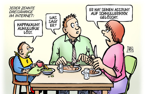 Cartoon: Kinder im Internet (medium) by Harm Bengen tagged dreijährige,kinder,internet,sprache,familie,essen,account,schnullerbook,facebook,gelöscht,löschen,harm,bengen,cartoon,karikatur,dreijährige,kinder,internet,sprache,familie,essen,account,schnullerbook,facebook,gelöscht,löschen,harm,bengen,cartoon,karikatur