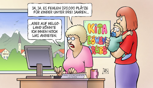 Cartoon: Kita-Lücke (medium) by Harm Bengen tagged kita,betreuungsplatz,kleinkinder,kindergarten,mangel,helgoland,harm,bengen,cartoon,karikatur,kita,betreuungsplatz,kleinkinder,kindergarten,mangel,helgoland,harm,bengen,cartoon,karikatur