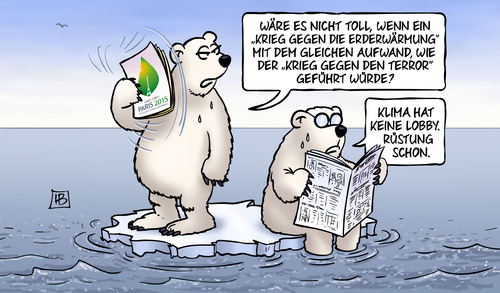 Cartoon: Klima-Krieg (medium) by Harm Bengen tagged eisbaeren,cop21,klimagipfel,paris,erderwaermung,terror,lobby,ruestung,tornados,tankflugzeug,kriegsschiff,satellitenaufklaerung,deutschland,syrien,irak,is,islamisten,bundeswehr,harm,bengen,cartoon,karikatur,eisbaeren,cop21,klimagipfel,paris,erderwaermung,terror,lobby,ruestung,tornados,tankflugzeug,kriegsschiff,satellitenaufklaerung,deutschland,syrien,irak,is,islamisten,bundeswehr,harm,bengen,cartoon,karikatur