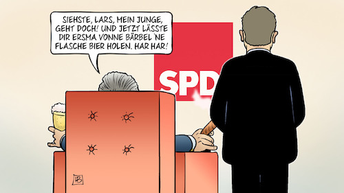 Cartoon: Klingbeil-Agenda (medium) by Harm Bengen tagged gerhard,schröder,lars,klingbeil,spd,agenda,bärbel,bas,flasche,bier,harm,bengen,cartoon,karikatur,gerhard,schröder,lars,klingbeil,spd,agenda,bärbel,bas,flasche,bier,harm,bengen,cartoon,karikatur