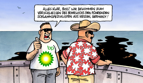 Cartoon: Koch-Rücktritt (medium) by Harm Bengen tagged koch,ministerpraesident,cdu,ruecktritt,hessen,schlamm,bp,bohrloch,oel,oelpest,verschmutzung,roland koch,ministerpräsident,rücktritt,schlamm,bp,bohrloch,verschmutzung,ölpest,roland,koch