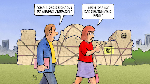 Cartoon: Konjunkturpaket verpackt (medium) by Harm Bengen tagged reichstagbundestag,verpackt,christo,konjunkturpaket,paket,papier,harm,bengen,cartoon,karikatur,reichstagbundestag,verpackt,christo,konjunkturpaket,paket,papier,harm,bengen,cartoon,karikatur