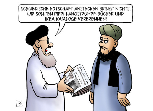 Cartoon: Koran-Verbrennung (medium) by Harm Bengen tagged koran,verbrennung,schwedische,botschaft,pippi,langstrumpf,bücher,ikea,kataloge,verbrennen,schweden,irak,bagdad,islam,harm,bengen,cartoon,karikatur,koran,verbrennung,schwedische,botschaft,pippi,langstrumpf,bücher,ikea,kataloge,verbrennen,schweden,irak,bagdad,islam,harm,bengen,cartoon,karikatur