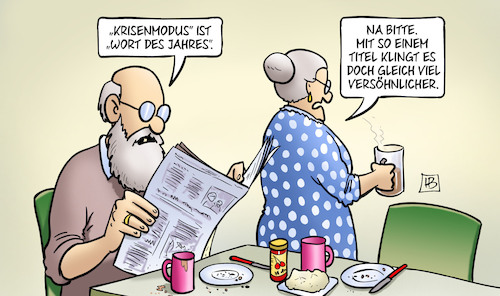 Cartoon: Krisenmodus (medium) by Harm Bengen tagged krisenmodus,wort,des,jahres,titel,versöhnlicher,susemil,harm,bengen,cartoon,karikatur,krisenmodus,wort,des,jahres,titel,versöhnlicher,susemil,harm,bengen,cartoon,karikatur