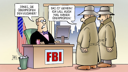 Cartoon: Kushner und FBI (medium) by Harm Bengen tagged kushner,fbi,geheimdienste,ivanka,ueberpruefen,praesident,trump,usa,russland,harm,bengen,cartoon,karikatur,kushner,fbi,geheimdienste,ivanka,ueberpruefen,praesident,trump,usa,russland,harm,bengen,cartoon,karikatur