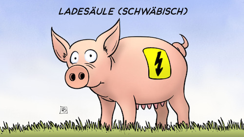 Cartoon: Ladesäule (medium) by Harm Bengen tagged schwein,sau,steckdose,schwaben,schwäbisch,emobilität,elektroauto,strom,ladesäule,ladestation,harm,bengen,cartoon,karikatur,schwein,sau,steckdose,schwaben,schwäbisch,emobilität,elektroauto,strom,ladesäule,ladestation,harm,bengen,cartoon,karikatur