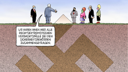 Cartoon: Lagebericht Rechtsextremismus (medium) by Harm Bengen tagged lagebericht,rechtsextremismus,rechtsextremistisch,verdachtsfälle,sicherheitsbehörden,seehofer,nazis,untergrund,hakenkreuz,harm,bengen,cartoon,karikatur,lagebericht,rechtsextremismus,rechtsextremistisch,verdachtsfälle,sicherheitsbehörden,seehofer,nazis,untergrund,hakenkreuz,harm,bengen,cartoon,karikatur