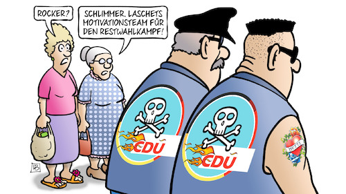 Cartoon: Laschet auf Krawall (medium) by Harm Bengen tagged rocker,krawall,motivationsteam,restwahlkampf,susemil,jutta,laschet,cdu,union,wahlkampf,triell,unionskreis,harm,bengen,cartoon,karikatur,rocker,krawall,motivationsteam,restwahlkampf,susemil,jutta,laschet,cdu,union,wahlkampf,triell,unionskreis,harm,bengen,cartoon,karikatur