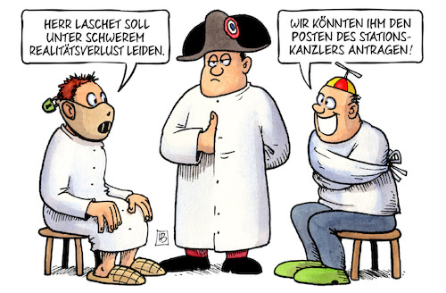 Cartoon: Laschets Realitätsverlust (medium) by Harm Bengen tagged irrenanstalt,realitätsverlust,posten,stationskanzler,laschet,union,cdu,csu,bundestagswahl,ergebnis,bundeskanzler,harm,bengen,cartoon,karikatur,irrenanstalt,realitätsverlust,posten,stationskanzler,laschet,union,cdu,csu,bundestagswahl,ergebnis,bundeskanzler,harm,bengen,cartoon,karikatur