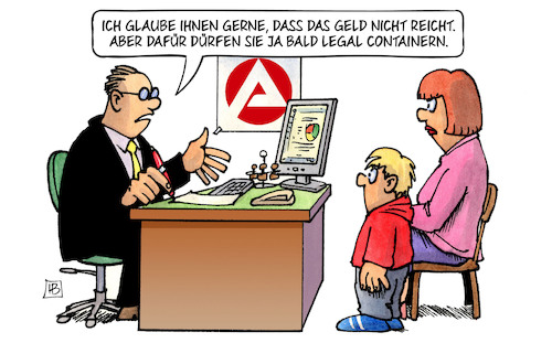 Cartoon: Legal Containern (medium) by Harm Bengen tagged legal,containern,lebensmittel,geld,arbeitsamt,jobcenter,armut,sozialhilfe,mutter,kind,harm,bengen,cartoon,karikatur,legal,containern,lebensmittel,geld,arbeitsamt,jobcenter,armut,sozialhilfe,mutter,kind,harm,bengen,cartoon,karikatur