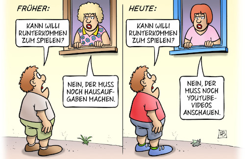 Cartoon: Lernen mit Youtube (medium) by Harm Bengen tagged früher,lernen,youtube,spielen,kinder,mutter,hausaufgaben,heute,videos,harm,bengen,cartoon,karikatur,früher,lernen,youtube,spielen,kinder,mutter,hausaufgaben,heute,videos,harm,bengen,cartoon,karikatur