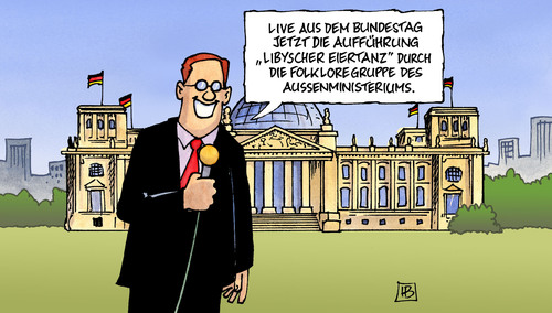 Cartoon: Libyscher Eiertanz (medium) by Harm Bengen tagged libyen,ei,eier,eiertanz,bundestag,reichstag,regierung,koalition,kritik,debatte,außenminister,außenministerium,westerwelle,tv,libyen,eier,eiertanz,bundestag,reichstag,regierung,kritik,koalition,debatte,außenminister,westerwelle