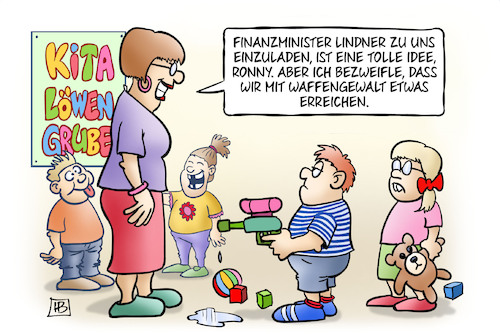 Cartoon: Lindner-Einladung (medium) by Harm Bengen tagged finanzminister,lindner,einladung,kita,kinder,erzieherin,wasserpistole,kindergrundsicherung,waffengewalt,harm,bengen,cartoon,karikatur,finanzminister,lindner,einladung,kita,kinder,erzieherin,wasserpistole,kindergrundsicherung,waffengewalt,harm,bengen,cartoon,karikatur