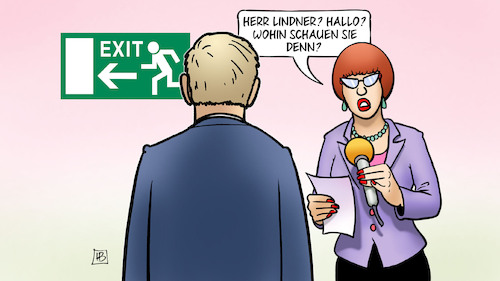 Cartoon: Lindner-Exit (medium) by Harm Bengen tagged lindner,fdp,ampel,ausstieg,exit,interview,harm,bengen,cartoon,karikatur,lindner,fdp,ampel,ausstieg,exit,interview,harm,bengen,cartoon,karikatur