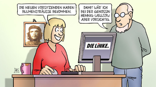 Linke und Blumen