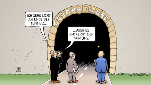 Cartoon: Lockdown-Licht (medium) by Harm Bengen tagged licht,ende,tunnel,entfernen,fernglas,corona,lockdown,shutdown,harm,bengen,cartoon,karikatur,licht,ende,tunnel,entfernen,fernglas,corona,lockdown,shutdown,harm,bengen,cartoon,karikatur