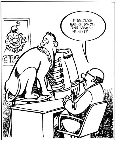 Cartoon: Löwennummer (medium) by Harm Bengen tagged 