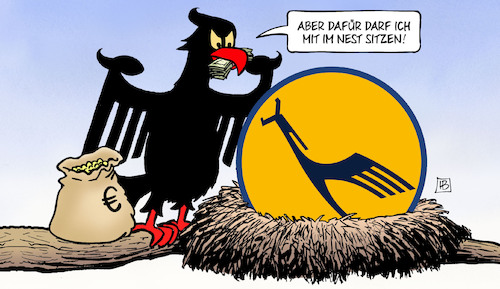 Cartoon: Lufthansa-Fütterung (medium) by Harm Bengen tagged nest,fütterung,adler,bundesadler,geldsack,lufthansa,staatsbeteiligung,rettungspaket,aktien,corona,coronavirus,ansteckung,pandemie,epidemie,krankheit,schaden,harm,bengen,cartoon,karikatur,nest,fütterung,adler,bundesadler,geldsack,lufthansa,staatsbeteiligung,rettungspaket,aktien,corona,coronavirus,ansteckung,pandemie,epidemie,krankheit,schaden,harm,bengen,cartoon,karikatur