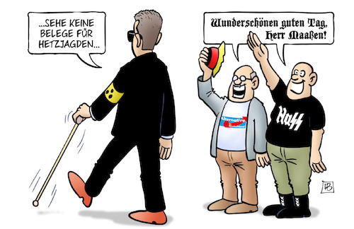 Cartoon: Maaßen sieht nichts (medium) by Harm Bengen tagged belege,hetzjagden,guten,tag,maaßen,verfassungsschutzpräsident,seehofer,chemnitz,vertuschung,video,nazis,hitlergruss,afd,rechtsradikalismus,blind,harm,bengen,cartoon,karikatur,belege,hetzjagden,guten,tag,maaßen,verfassungsschutzpräsident,seehofer,chemnitz,vertuschung,video,nazis,hitlergruss,afd,rechtsradikalismus,blind,harm,bengen,cartoon,karikatur