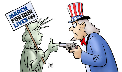 Cartoon: March For Our Lives (medium) by Harm Bengen tagged march,for,our,lives,trump,usa,waffenrecht,schusswaffen,schulmassaker,jugendliche,demonstrationen,freiheitsstatue,uncle,sam,haus,bengen,cartoon,karikatur,march,for,our,lives,trump,usa,waffenrecht,schusswaffen,schulmassaker,jugendliche,demonstrationen,freiheitsstatue,uncle,sam,haus,bengen,cartoon,karikatur