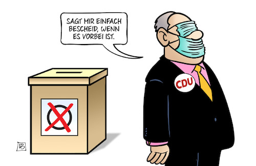 Cartoon: Maskenwahl (medium) by Harm Bengen tagged masken,cdu,landtagswahlen,rheinland,pfalz,baden,württemberg,skandal,korruption,bestechung,wahlurne,harm,bengen,cartoon,karikatur,masken,cdu,landtagswahlen,rheinland,pfalz,baden,württemberg,skandal,korruption,bestechung,wahlurne,harm,bengen,cartoon,karikatur