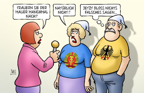 Cartoon: Mauer Pro und Contra (medium) by Harm Bengen tagged 60,jahre,mauerbau,ddr,brd,michel,mauer,jahrestag,harm,bengen,cartoon,karikatur,60,jahre,mauerbau,ddr,brd,michel,mauer,jahrestag,harm,bengen,cartoon,karikatur