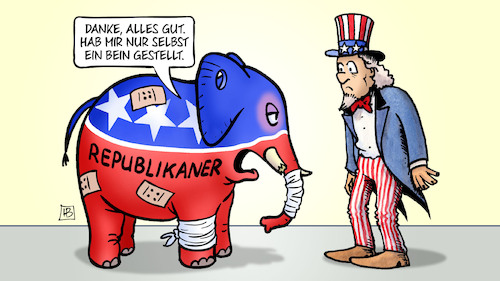 Cartoon: McCarthy-Sturz (medium) by Harm Bengen tagged bein,gestellt,uncle,sam,usa,demokraten,republikaner,kongress,senat,elefant,mccarthy,sturz,verletzung,abwahl,streit,harm,bengen,cartoon,karikatur,bein,gestellt,uncle,sam,usa,demokraten,republikaner,kongress,senat,elefant,mccarthy,sturz,verletzung,abwahl,streit,harm,bengen,cartoon,karikatur