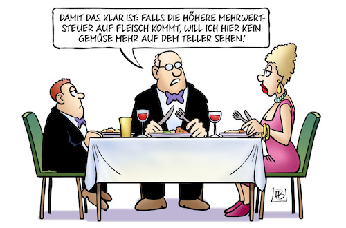 Cartoon: Mehrwertsteuer auf Fleisch (medium) by Harm Bengen tagged mehrwertsteuer,fleisch,armut,reichtum,essen,massentierhaltung,gemüse,teller,familie,kind,harm,bengen,cartoon,karikatur,mehrwertsteuer,fleisch,armut,reichtum,essen,massentierhaltung,gemüse,teller,familie,kind,harm,bengen,cartoon,karikatur