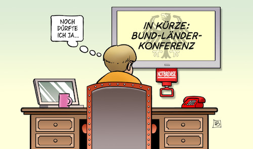 Cartoon: Merkel darf noch (medium) by Harm Bengen tagged merkel,corona,notbremse,bund,länder,konferenz,ampel,groko,harm,bengen,cartoon,karikatur,merkel,corona,notbremse,bund,länder,konferenz,ampel,groko,harm,bengen,cartoon,karikatur