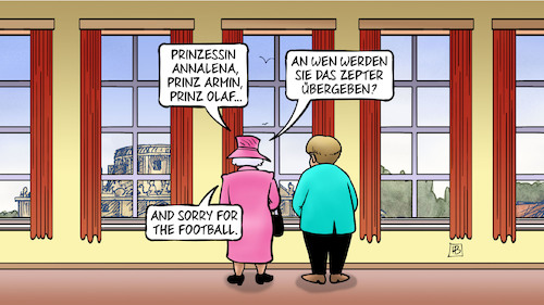 Cartoon: Merkel und Queen (medium) by Harm Bengen tagged prinzessin,annalena,baerbock,prinz,armin,laschet,olaf,scholz,thronfolger,zepter,nachfolge,sorry,football,fussball,merkel,queen,gb,besuch,harm,bengen,cartoon,karikatur,prinzessin,annalena,baerbock,prinz,armin,laschet,olaf,scholz,thronfolger,zepter,nachfolge,sorry,football,fussball,merkel,queen,gb,besuch,harm,bengen,cartoon,karikatur