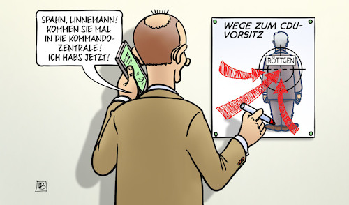 Cartoon: Merz plant (medium) by Harm Bengen tagged spahn,linnemann,merz,cdu,kommandozentrale,röttgen,angriff,vorsitz,machtkampf,wahlniederlage,aufbruchstimmung,mitgliederbefragung,mitgliederentscheid,harm,bengen,cartoon,karikatur,spahn,linnemann,merz,cdu,kommandozentrale,röttgen,angriff,vorsitz,machtkampf,wahlniederlage,aufbruchstimmung,mitgliederbefragung,mitgliederentscheid,harm,bengen,cartoon,karikatur