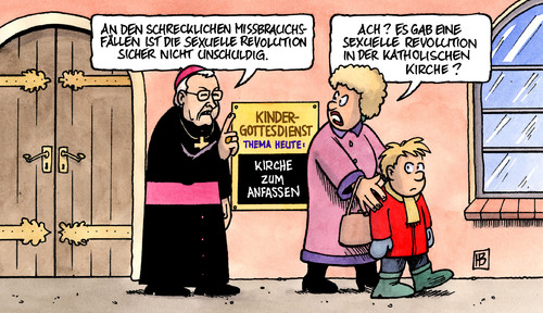 Cartoon: Missbrauch in der Kirche (medium) by Harm Bengen tagged sexueller,missbrauch,kinder,katholisch,kirche,bischof,mixa,kindergottesdienst,anfassen,schutz,opfer,sexueller missbrauch,kinder,katholisch kirche,bischof,mixa,kindergottesdienst,anfassen,schutz,opfer,missbrauch,religion,glaube,kirche,sakrileg,sexueller,katholisch