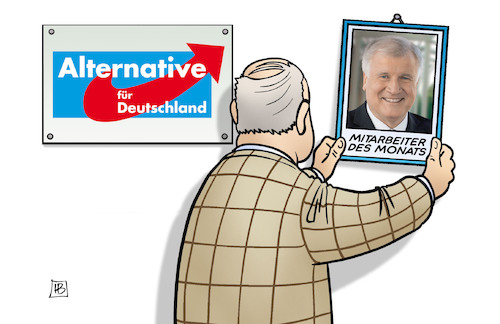 Cartoon: Mitarbeiter Seehofer (medium) by Harm Bengen tagged mitarbeiter,seehofer,afd,gauland,asylpolitik,rechtsradikal,harm,bengen,cartoon,karikatur,mitarbeiter,seehofer,afd,gauland,asylpolitik,rechtsradikal,harm,bengen,cartoon,karikatur