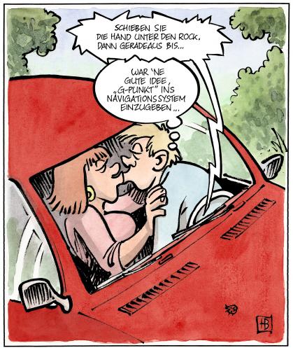 Cartoon: Navigation (medium) by Harm Bengen tagged navigation,auto,liebe,rock,kuss,kuß,hand,navigation,navigationssystem,system,technik,technologie,entwicklung,fortschritt,auto,liebe,sex,kuß,kuss,partnerschaft,beziehung,kennenlernen,rendezvous,date,verliebt,g punkt,richtung,orientierung,erotik,anleitung,anfänger,amateur,navigieren,mann,frau,reife,erfahrung,erfahrungen,können,punkt