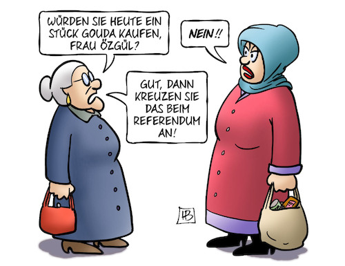 Cartoon: Nein zu Gouda (medium) by Harm Bengen tagged nein,gouda,ankreuzen,referendum,kopftuch,auftrittsverbote,erdogan,wahlkampf,tuerkei,niederlande,holland,susemil,harm,bengen,cartoon,karikatur,nein,gouda,ankreuzen,referendum,kopftuch,auftrittsverbote,erdogan,wahlkampf,tuerkei,niederlande,holland,susemil,harm,bengen,cartoon,karikatur