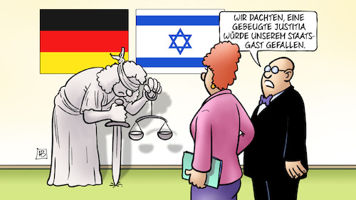 Cartoon: Netanjahu-Besuch (medium) by Harm Bengen tagged netanjahu,besuch,gebeugte,justitia,justizreform,israel,deutschland,staatsgast,harm,bengen,cartoon,karikatur,netanjahu,besuch,gebeugte,justitia,justizreform,israel,deutschland,staatsgast,harm,bengen,cartoon,karikatur