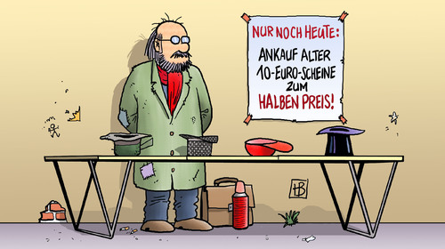 Cartoon: Neuer 10-Euro-Schein (medium) by Harm Bengen tagged neuer,zehn,euro,schein,geld,umtausch,faelschung,harm,bengen,cartoon,karikatur,neuer,zehn,euro,schein,geld,umtausch,faelschung,harm,bengen,cartoon,karikatur